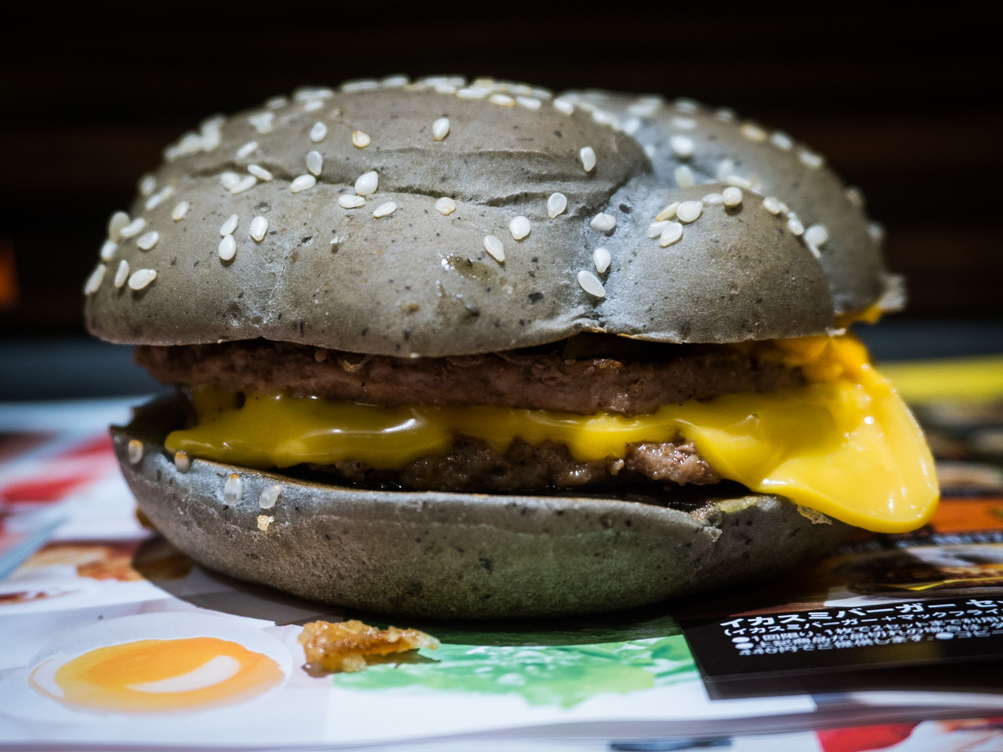  the real McDonald's Black Burger in all its blue-grey glory 